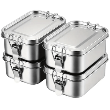 Caja de almuerzo cuadrada de acero inoxidable 304, gran capacidad, capa única, con hebilla, compartimentada, caja de bento, estudiante, cuadrada, al aire libre, estilo americano, frescura Bo, regreso a la escuela