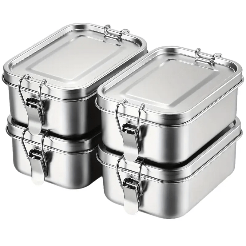 Caja de almuerzo cuadrada de acero inoxidable 304, gran capacidad, capa única, con hebilla, compartimentada, caja de bento, estudiante, cuadrada, al aire libre, estilo americano, frescura Bo, regreso a la escuela