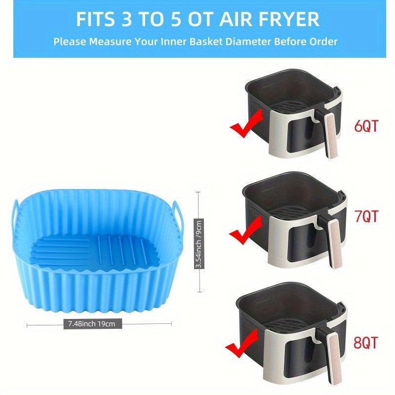 1 pieza de papel de silicona cuadrado reutilizable para freidor de aire, 20.32cm, para ollas de 4-7 QT, antiadherente, resistente al calor, perfecto para horno, microondas y accesorios de freidor de aire.