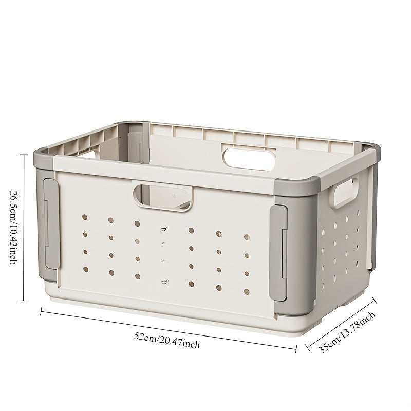 Cesta de Almacenamiento Grande y Plegable para Ropa y Juguetes - Plástico Blanco, Organizador Espacioso para Snacks y Juguetería de Niños
