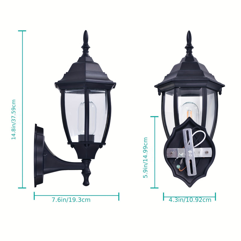 1pieza Lámpara de pared de aluminio fundido para exteriores Montada en la pared Impermeable Resistente a la herrumbre Moderna Mate Negro Porche frontal con vidrio transparente (No incluye bombilla)