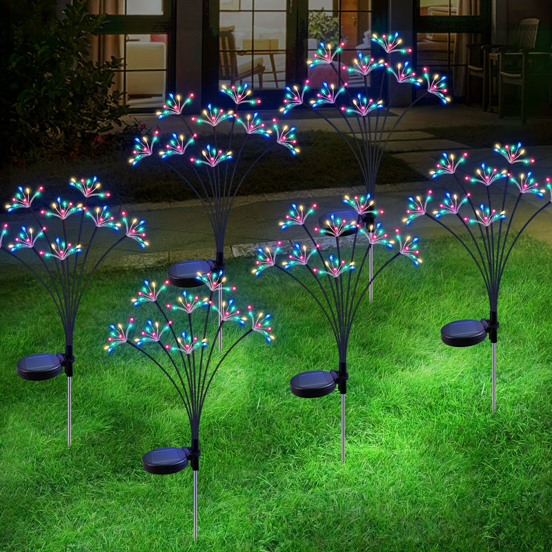 6 piezas de luces de sendero YAAFEN con energía solar, 480 LED, 2 modos de destello y estable, acero inoxidable, sombra de resina, ideal para jardín, sendero, patio, maceta de flores, camping, fiestas - Decoración perfecta para regalo de Navidad, ilumina