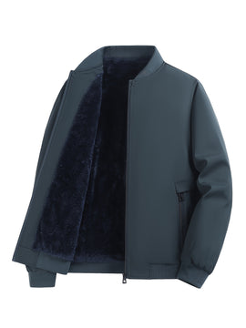 Chaqueta Casual para Hombre con Forro Polar - Ligera, con Cremallera y Bolsillos, Poliéster, Cuello de Béisbol, Perfecta para Otoño e Invierno