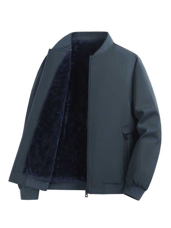 Chaqueta Casual para Hombre con Forro Polar - Ligera, con Cremallera y Bolsillos, Poliéster, Cuello de Béisbol, Perfecta para Otoño e Invierno