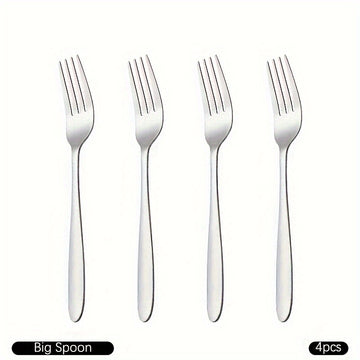 4 piezas/8 piezas tenedores de mesa de acero inoxidable, tenedores para comer con mango largo, tenedores para carne, tenedores para fruta