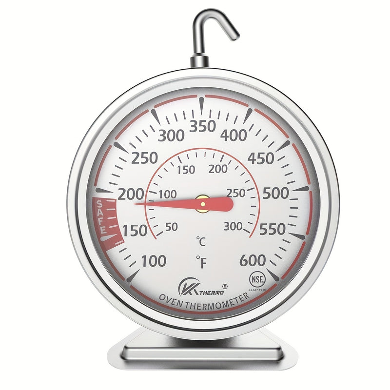 Termómetro de Horno de Precisión KT THERMO - Esfera Grande de Acero Inoxidable de 6.99cm, Rango de 100-600°F/50-300°C, Gancho Giratorio de 360° para Colgar o Poner de Pie Fácilmente, Ideal para Hornear, BBQ, Cocinar Carne - Regalo Perfecto para Fiestas y