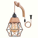 1pc Sconce de madera de granja rústica - Altura ajustable, control de botón de pulsar, 110-130V enchufe US, montaje de pared desmontable con hardware de instalación, sin bombilla incluida