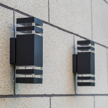 1/2 piezas de lámpara de pared para exterior con base E27 reemplazable, ideal para porche, puerta principal, jardín, balcón o escaleras (no incluye focos)