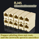 6/10piezas Acoplador de cobre chapado en amarillo premium RJ-45 Ethernet, rectangular categoría, sin necesidad de energía, contacto de cobre adaptador de cable Cat5/Cat6 unión sin batería