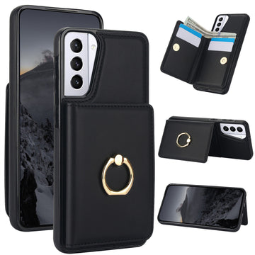 Para Galaxy S25/S24/S23/S22/S21 Ultra/S24 FE/S23 FE/S21 FE/Note 20 Ultra Funda con Tarjetero, Anillo de Rotación 360° y Cierre Magnético con Soporte Resistente