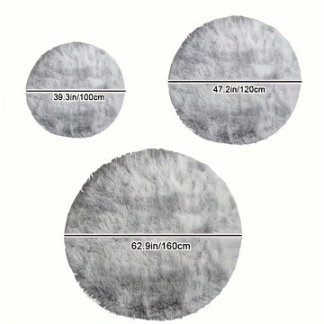 1pc Alfombra Redonda Tie-Dye Shaggy, 3cm de Grosor, Suave y Amigable con la Piel, de Fibra de Poliéster para Sala de Estar y Dormitorio, Solo Lavado a Mano, Alfombra Interior