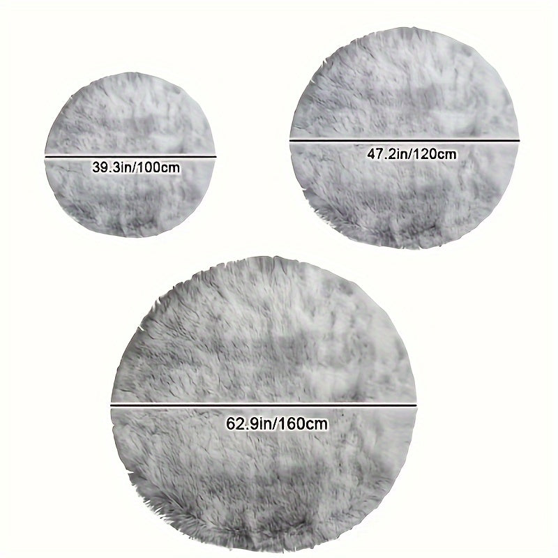 1pc Alfombra Redonda Tie-Dye Shaggy, 3cm de Grosor, Suave y Amigable con la Piel, de Fibra de Poliéster para Sala de Estar y Dormitorio, Solo Lavado a Mano, Alfombra Interior