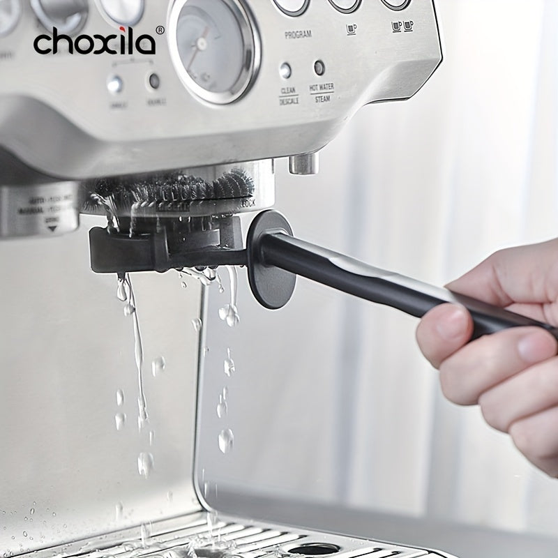 1pc Cepillo de limpieza para máquina de café, cepillo de limpieza para cabezal de preparación, cepillo de plástico desmontable circular anti-escaldaduras de doble uso
