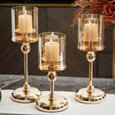 Conjunto de 3 Piezas de Portavelas de Columna Dorada y Plateada - Tema de Ángel, Decoración de Mesa de Metal, Adecuado para el Hogar y Cafetería, Perfecto para Halloween, Navidad, Día de San Valentín