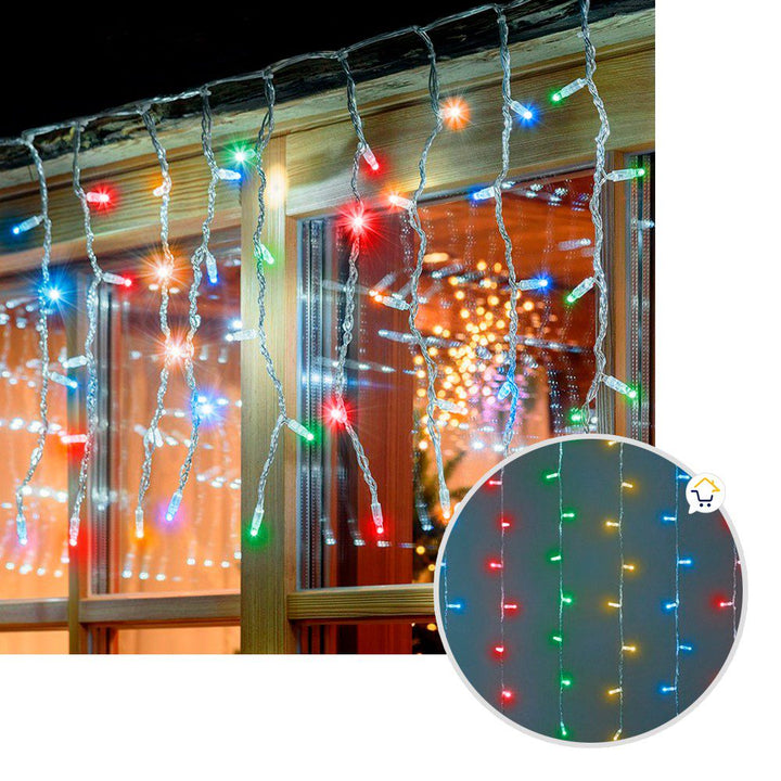 Cortina Led 3 Mts x 45 Cm 100 Led Multicolor Luces Navidad 1323