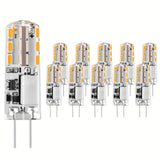 Paquete de 10 Bombillas LED G4 con Base JC Bi-Pin 1W AC/DC 12V Luz Diurna Blanca 6000K, Cálida Blanca 2700K 3000K para Cocina, Horno Microondas, Campanas Extractoras, Iluminación Subarmario, Lámpara Redonda, Arandelas, Luces de Paisaje
