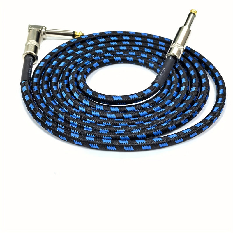 Cable de guitarra de 3,3 pies a 16 pies - Cable de instrumento de alta resistencia de 1/4" con diseño trenzado azul y negro, conector de ángulo recto a recto para guitarra eléctrica, bajo, mandolina, configuración de audio profesional, cable de guitarra,
