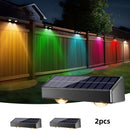 2/4/8pcs Luces Solares para Valla, RGB+Cálido Blanco+Frio Blanco Luces Solares para Valla con 11 Modos de Color, Luces Solares para Pared Exterior, Luces Solares para Terraza, Encendido/Apagado Automático de Anochecer a Amanecer Luces Solares para Jardín