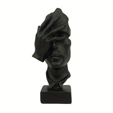 Conjunto de 3 estatuas de Pensador, Tamaño Grande El Silencio es Oro Arte Abstracto Estatua, Escucha No Diga No Moderna Decoración de Escultura de Resina para Hogar, Oficina Estudio Decoración Moderna (Negro)