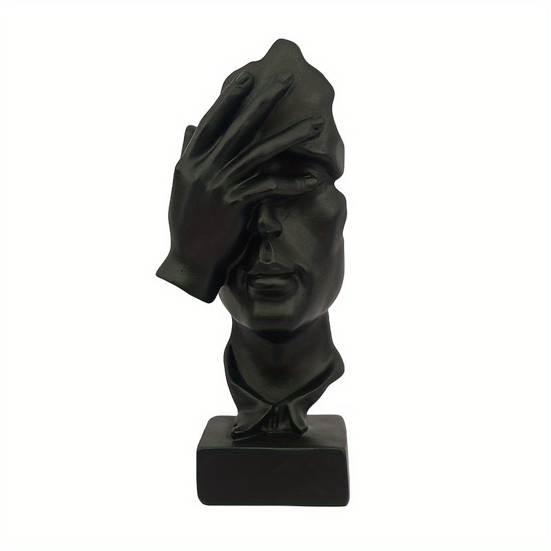 Conjunto de 3 estatuas de Pensador, Tamaño Grande El Silencio es Oro Arte Abstracto Estatua, Escucha No Diga No Moderna Decoración de Escultura de Resina para Hogar, Oficina Estudio Decoración Moderna (Negro)
