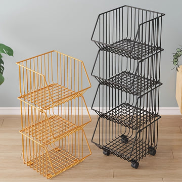Carrito de almacenamiento metálico de varios niveles NLDD - Organizador de pie sin perforación con 3 estantes, 2 cajones y 2 bolsillos para cocina, baño o despensa - Organizador de mostrador que ahorra espacio para frascos, latas, utensilios, carrito de