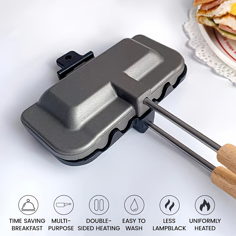 Fabricante de Sándwiches Doble Cara Antiadherente - Desmontable, Apto para Huevos y Gozneos del Desayuno, Utensilio de Cocina de Aleación de Aluminio