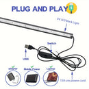 1pc/2 USB 10W 12 pulgadas Barra de luz LED negra para dormitorio, póster de pintura fluorescente, fiesta que brilla en la oscuridad.