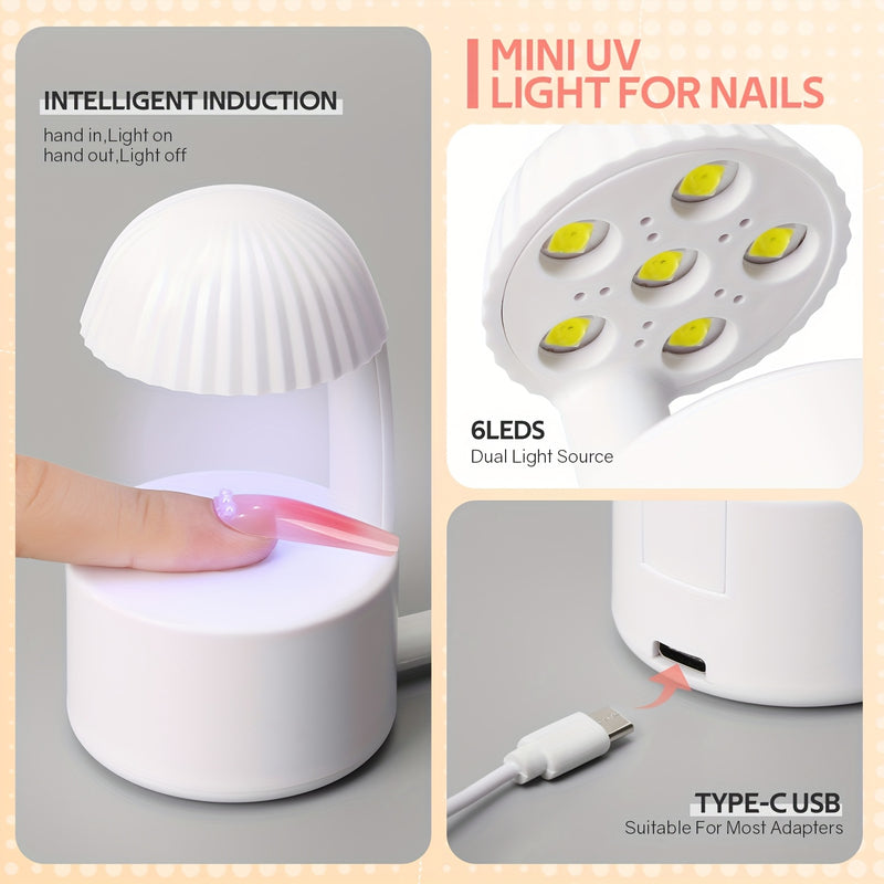 Mini lámpara de secado para esmalte - Alimentación USB, diseño en cúpula para secado rápido, ideal para hogar y viajes, lámpara portátil compacta y moderna, exclusiva para amantes de la belleza
