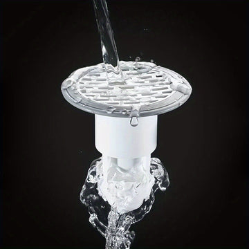 Válvula de drenaje para ducha y bañera, diseño en rejilla, plástico blanco, antiolores, impermeable, fácil de limpiar, ajuste seguro, a prueba de insectos | Accesorio elegante para baño | Material fácil de limpiar