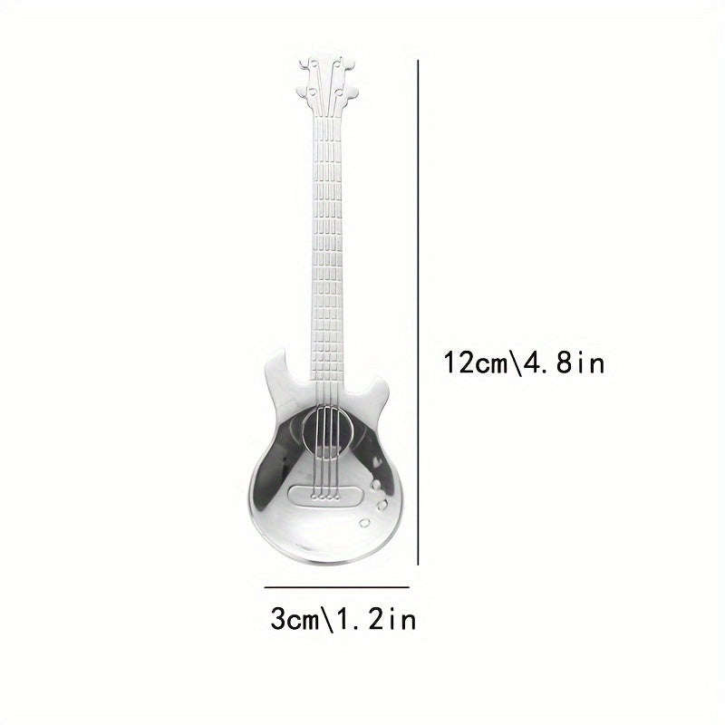1 Unidad, Cuchara En Forma De Guitarra Creativa Para Café, Té, Postres, Helados, Accesorios De Cocina De Acero Inoxidable, Utensilios De Cocina, Cubiertos