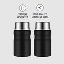 Termo aislante SIAETIUR de 24 oz - Recipiente redondo reutilizable con tapa abatible, boca ancha, apto para lavavajillas y libre de BPA - Negro