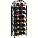 [Botellero de Vino Independiente Negro] Botellero de Vino Independiente de Piso de Metal Negro con Arco - 1 ud, Soporte para 23 Botellas de Vino