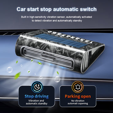 1pc Purificador de Aire Solar para Coche, Textura de Fibra de Carbono, Tecnología Inteligente, Uso en el Vehículo, Eliminación de Olores, Esterilización por Desinfección, Generador de Ozono, Funcionamiento Automático al Estacionar, Carga Solar, Matrícula