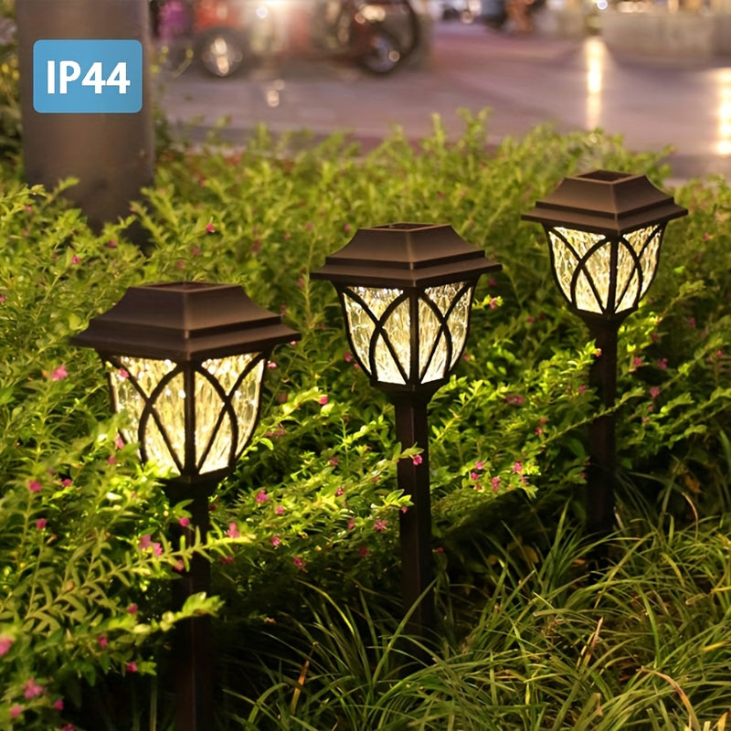 Luces de jardín solares al aire libre, paquete de 8, iluminación de sendero LED, alimentada por energía solar, material PP, color único, batería solar, sin componentes electrónicos, tensión de funcionamiento ≤36V