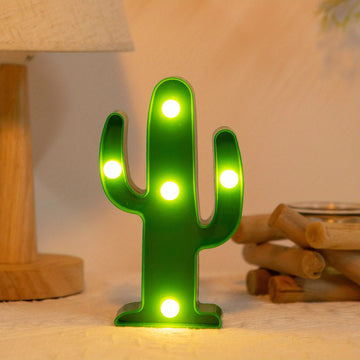 [1pc Mini Cactus LED Luz Nocturna] 1pc Mini Cactus LED Luz Nocturna de Estilo Tropical, Lámpara Decorativa de Mesa de Plástico con Acabado Antiguo, Ahorro de Energía, Funciona con Pilas (Pilas no Incluidas), para Sala de Estar, Regalo de Fiesta