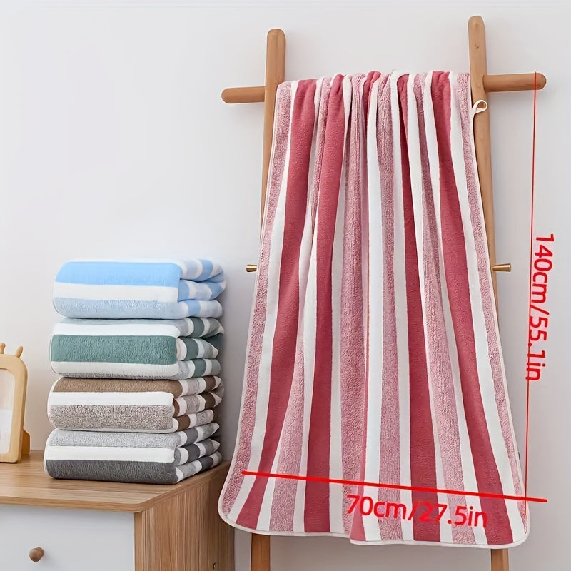 1 juego de toallas de microfibra suave con rayas grises y blancas - Secado rápido, absorbente, toallas de poliéster ultra-suaves para uso doméstico, estilo contemporáneo, solo lavado a mano, esenciales para el hogar | Decoración moderna del hogar | Toall