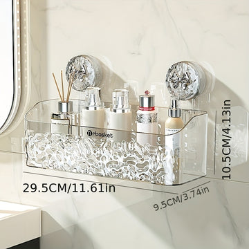 Organizador de Baño con Ventosa de Fácil Instalación - Cesta de Almacenamiento Montada en la Pared para Artículos de Aseo, Sin Necesidad de Taladrar, Decoración de Regalo para Navidad/Halloween