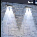 Juego de 2/4/8 luces solares para pared exterior de acero inoxidable, luces solares para exteriores, luces para pared con sensor crepuscular, luces solares para cercas, en modo luz cálida/blanca/RGB, para patios, barandales, jardines y paredes de porche
