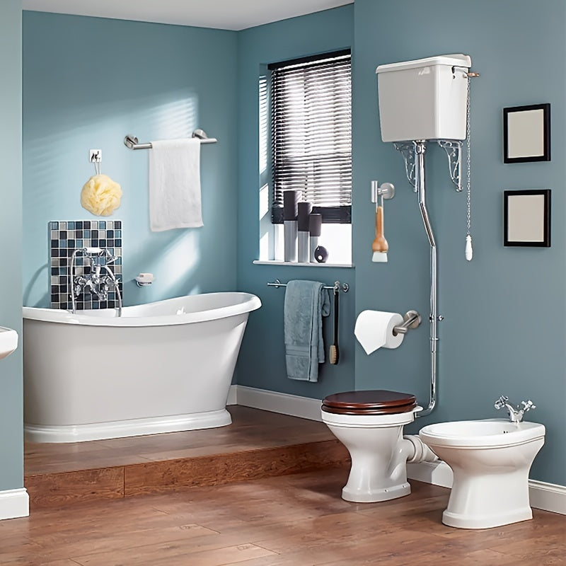 Juego de accesorios para baño, 6 piezas, barra para toallas y soportes, montaje en pared, acero inoxidable, color negro mate, 16 pulgadas