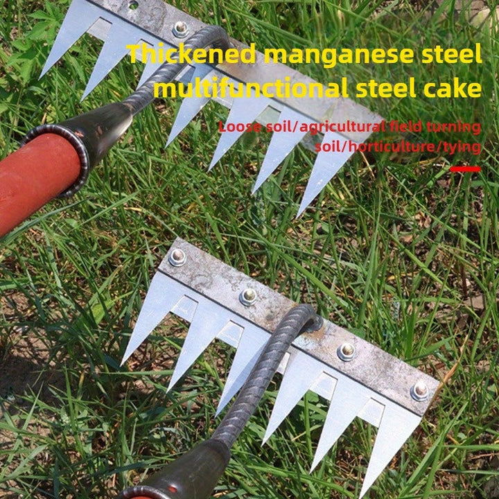 Rastrillo de Hierro Resistente de 27 cm con Cuchillas Afiladas Reemplazables - Herramienta Multiherramientas para Eliminar Malezas en Jardines y Granjas