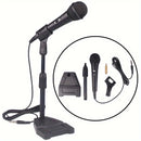 Conjunto de soporte de micrófono de bobina de movimiento con cable profesional, micrófono portátil, micrófono dinámico de mano universal con enchufe de 6,35 mm/0,25 pulgadas y adaptador de 3,5 mm/0,138 pulgadas. Adecuado para teclados electrónicos, instr