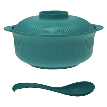 Dos Juegos de Nuevas Cacerolas con Tapas y Cucharas Largas, 1100ml/38oz Capacidad Grande, Tazón de Ramen de Mano, Fácil de Limpiar, Tazón Redondo para Servir, Tazón para Ensalada de Frutas en Casa, Tazón para Postre, Tazón para Sopa, Tazón para Almuerzo
