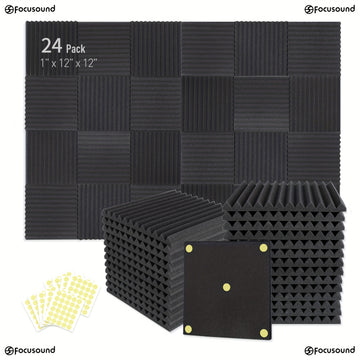 48/24/12 piezas de paneles acústicos de alta densidad, 30.48x30.48x2.54 cm, absorbentes de sonido, para paredes, techos, salas de juegos y estudios de grabación, reducción de ruido