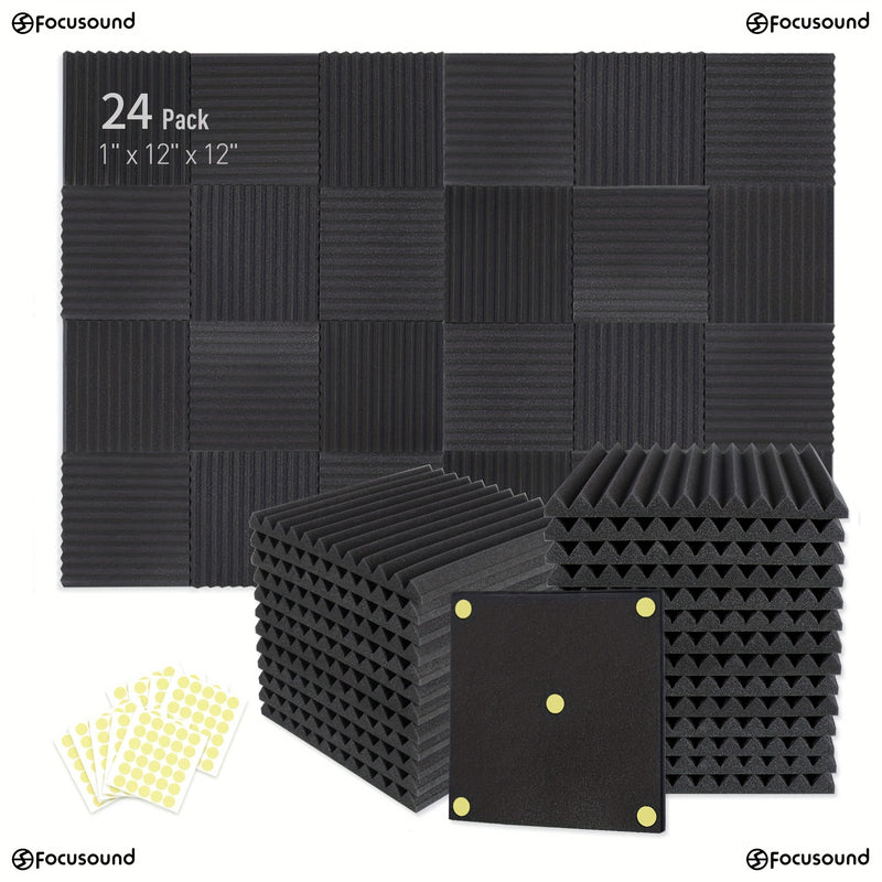 48/24/12 piezas de paneles acústicos de alta densidad, 30.48x30.48x2.54 cm, absorbentes de sonido, para paredes, techos, salas de juegos y estudios de grabación, reducción de ruido