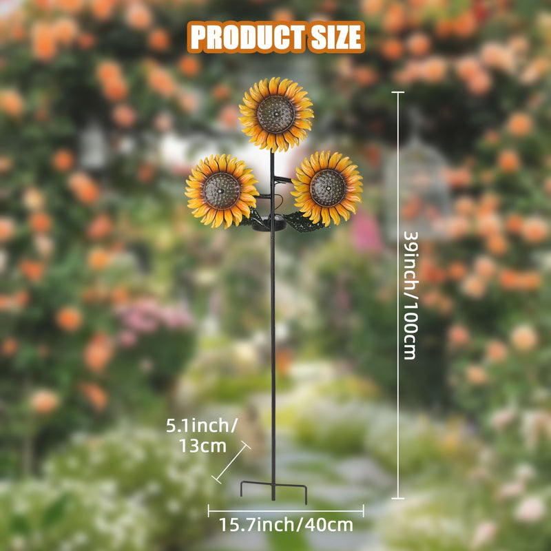 1 pieza Luz de Jardín Solárea Giratoria con Tres Cabezas y Dinámica al Viento, Inserción en el Suelo para Exteriores, Luminosa e Impermeable, Alta Brillo, Blanco Cálido LED Adecuada para Decoración de Ambiente en Jardines, Patios y Césped