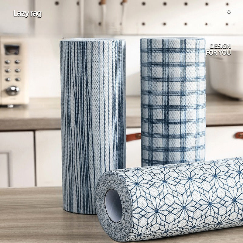 40pcs Paños de Cocina Inspirados en Japón - Doble Uso Húmedo y Seco, Poliéster Ligero, Solo Lavado a Mano, Forma Redonda, Desechables, Toallas de Papel
