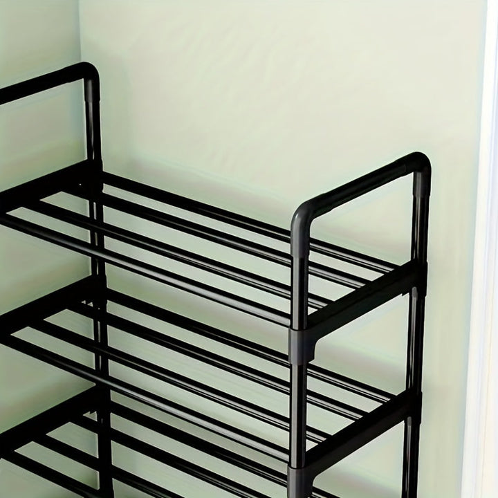 1 estante para zapatos de metal negro, organizador de 5 niveles que ahorra espacio, estante de almacenamiento multifuncional resistente para botas y zapatos, ideal para entrada, dormitorio, sala de estar y clóset, mueble para pasillo | Solución de almace
