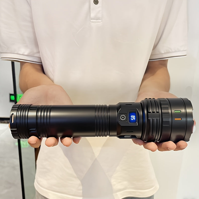 1 linterna grande Lantile - cuatro modos de velocidad, puerto Type-C, zoom ajustable, 1500 lúmenes y batería de 3200mAh, ideal para trabajos nocturnos, reparación de vehículos, pesca, patrullaje y más actividades