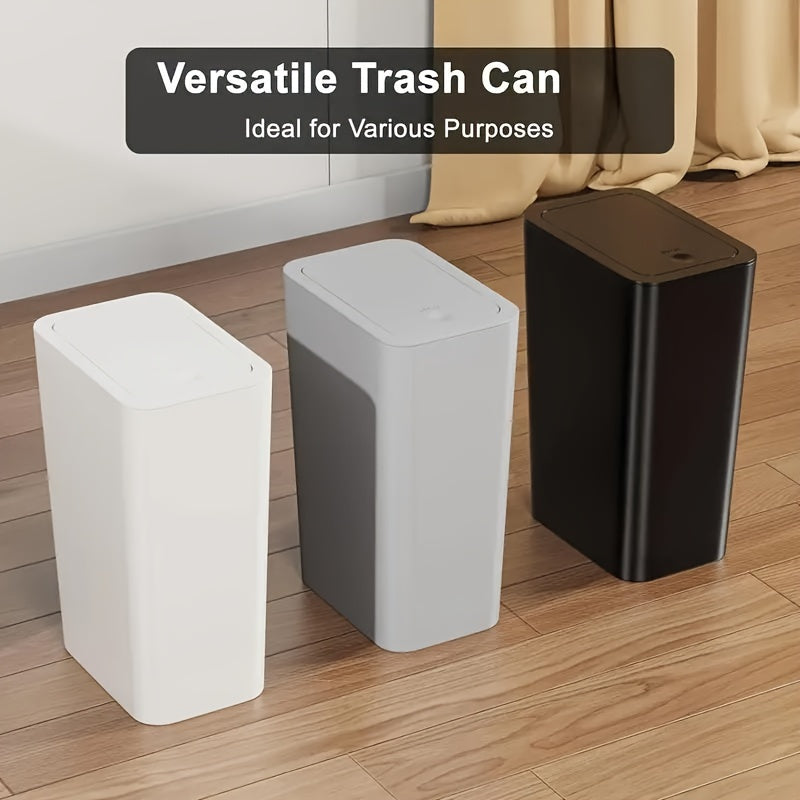 Bote de basura pequeño para baño, con tapa pop-up, 10L/2.6 galones, ideal para dormitorio, oficina, sala, cocina, 1/2/3 piezas, esenciales para el hogar