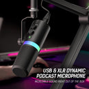 Micrófono Dinámico AmaceX RGB con XLR/USB - Ideal para Podcasting, Gaming, Grabación y Voz en Off | Construcción Metálica con Función de Silencio